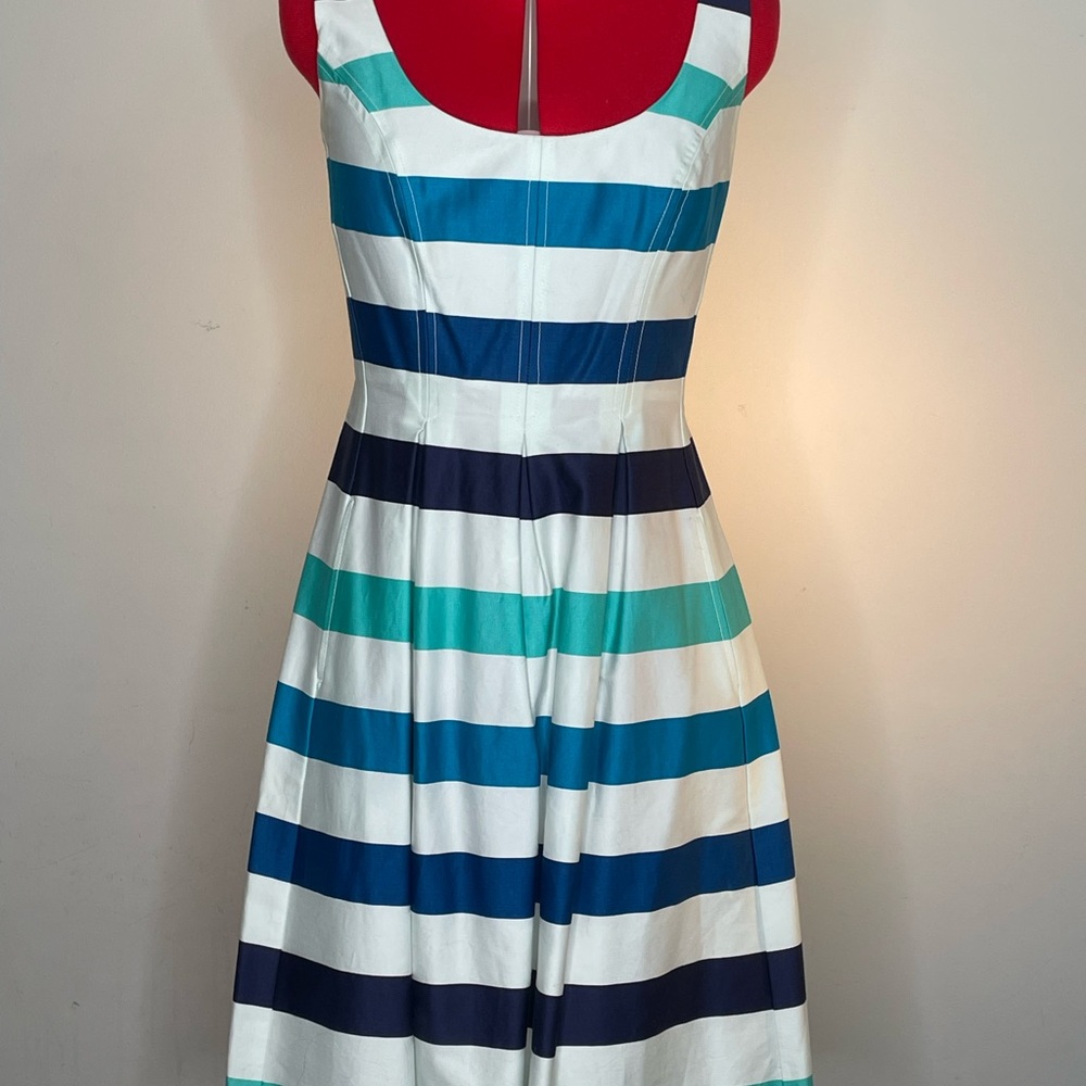 Nine West Striped Midi Dress - Blue, Green, White
